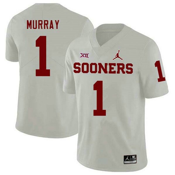 Youth Kyler Murray Oklahoma Sooners #1 Jordan Brand Authentic White College Football Jersey 102